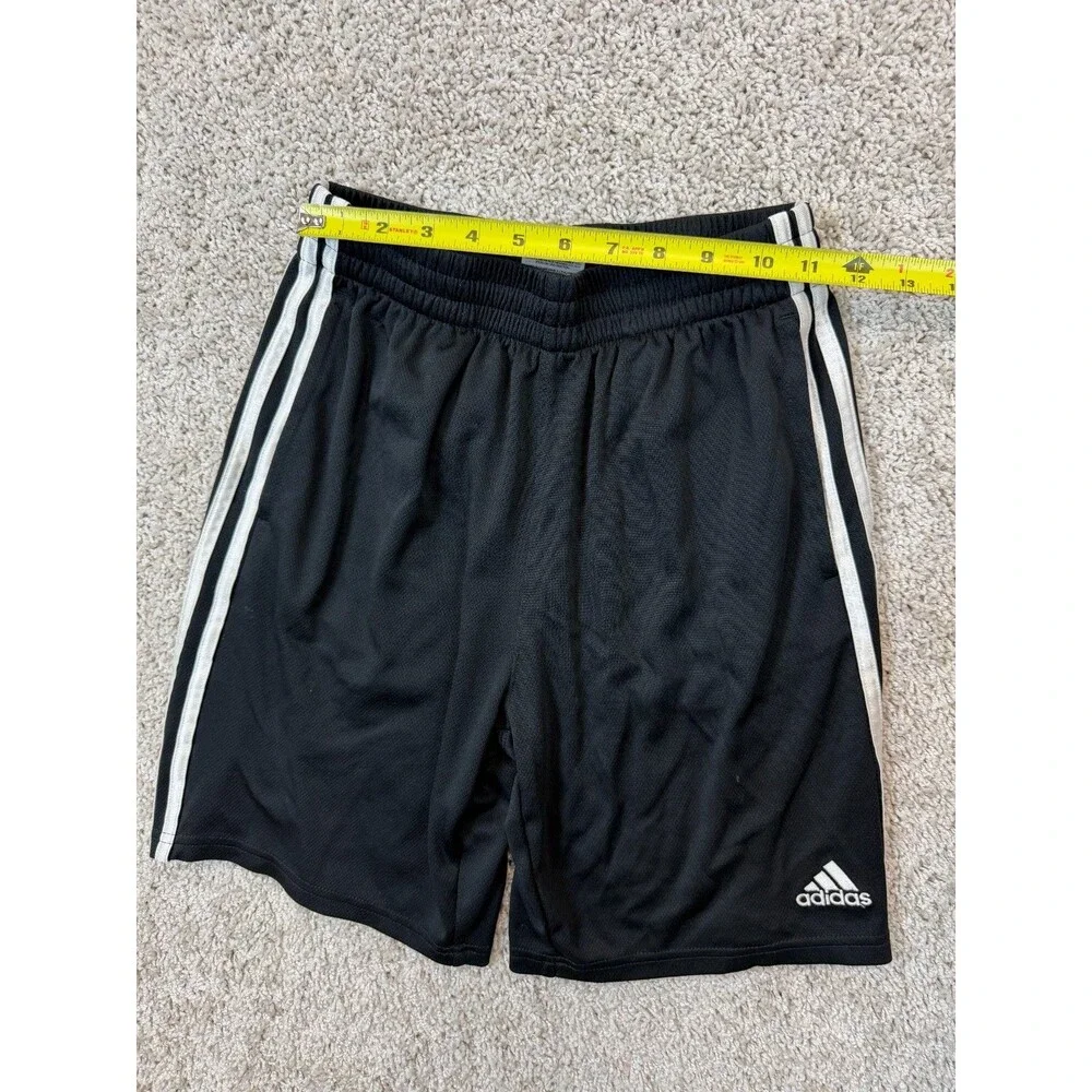 Adidas Boys Youth L 14/16 Black Athletic Shorts 3 Stripe Soccer Basketball